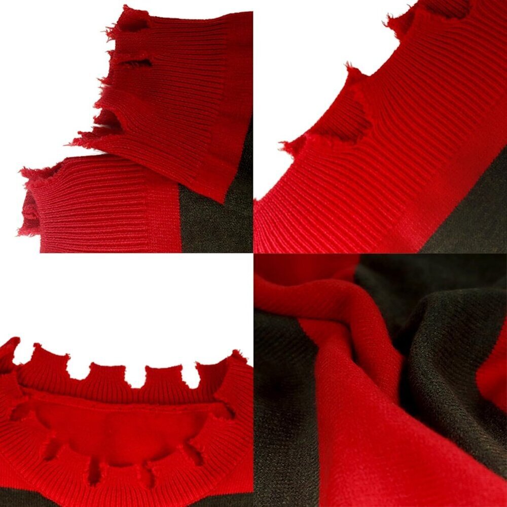 Adult Horror Sweater Costume Red Green Distressed Edges for Halloween - Picture 3 of 6